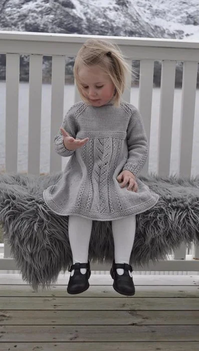 Vestido con lana niña en gris