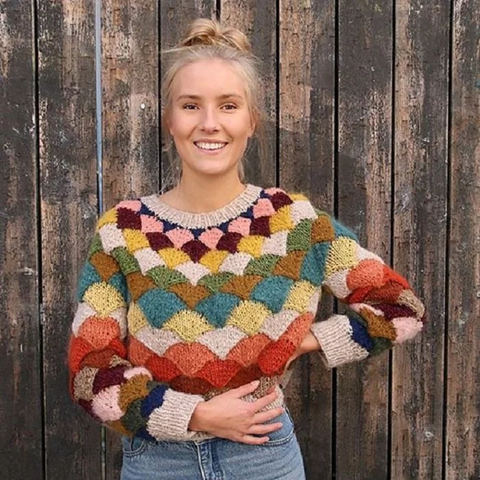 Jersey con lana a todo color para entretiempo