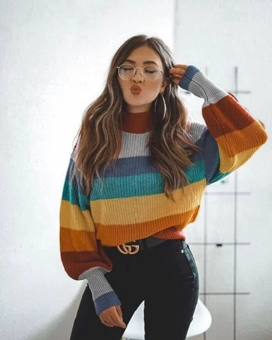 Jersey con lana a todo color para entretiempo